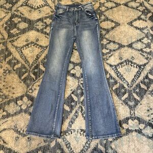 SHEIN Denim Flare Jeans in Classic Blue